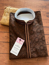 Brown Kurta Pajama for Men, Indian traditional Kurta Pajama Soft Raw Silk Men Ethnic Wear - Kaash Collection