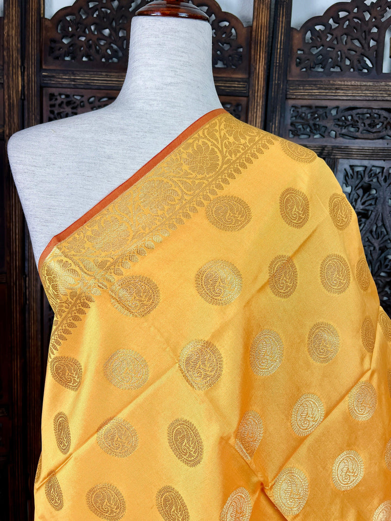 Yellow Banarasi Silk Chakra Designer Dupatta - Kaash Collection