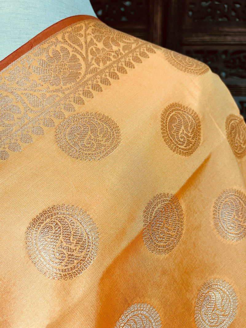 Yellow Banarasi Silk Chakra Designer Dupatta - Kaash Collection
