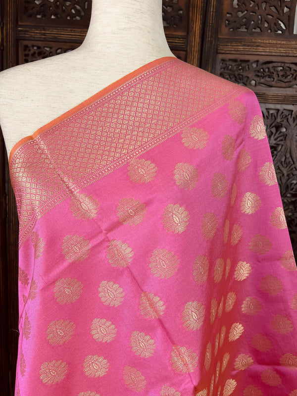Light Pink Banarasi Silk Designer Dupatta with Weaving - Kaash Collection
