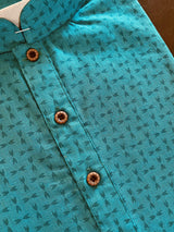 Turquoise Blue Mens Cotton Kurta Pajama Set Mens Ethnic Wear | Indian Pakistani Kurta Pajama Set | Kaash Collection - Kaash Collection