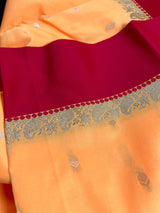 Statement Designer Mango Yellow with Red  Border and Pallu Saree - Kaash Collection