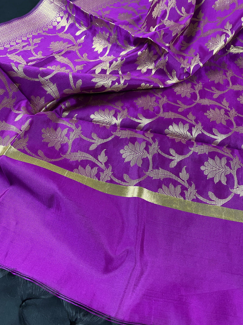 Purple Banarasi Silk Dupatta | Zari Weaved Dupatta | Floral Pattern Full Jaal | Dupatta | Stole | Scarf | Gift For Her | Kaash Collection - Kaash Collection