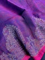 Dual Shade Purple Linen Handwoven Saree - Kaash Collection