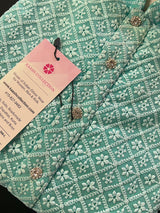 Sea Green Color Chikankari Lucknowi Georgette Men Kurta Pajama Set with Lining | Chikhenkari Kurtas | Mens Ethnic Wear | Kaash Kurtas - Kaash Collection