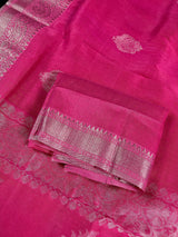 Pink Color Linen blend with Cotton Silk Handloom Saree  with Sliver Zari Work - Kaash Collection