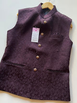 Eggplant Color Modi Nehru Jacket For Men |  Mens Jacket | Jacket for Kurta | Raw Silk Jackets for Men Kurta | Waistcoat | Party Wear for Men - Kaash Collection