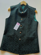 Bottle Green Color Modi Nehru Jacket For Men |  Mens Jacket | Jacket for Kurta | Raw Silk Jackets for Men Kurta | Party Wear for Men - Kaash Collection