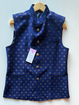 Blue Color Modi Nehru Jacket For Men | Green color Mens Jacket | Jacket for Kurta | Silk Jacquard Mens Kurta Jackets | Waistcoat for Kurtas - Kaash Collection