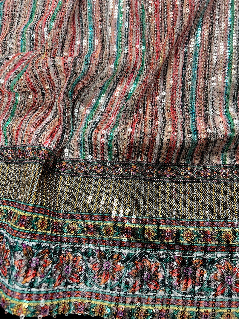 Sabyasachi Inspired Statement Digital Printed Sequin Work Saree| Sequence Saree  | Party Wear Sequin Sarees | Ships from California - Kaash Collection
