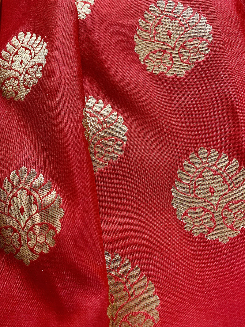 Red with Green combination Traditional Banarasi Handloom Saree in Banarasi Silk | Banarasi Silk Saree | Kaash Collection - Kaash Collection