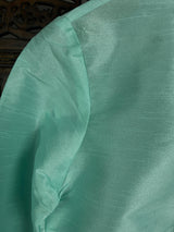 Sea Green Color Raw Silk Indian Men Short Kurta - Kaash Collection