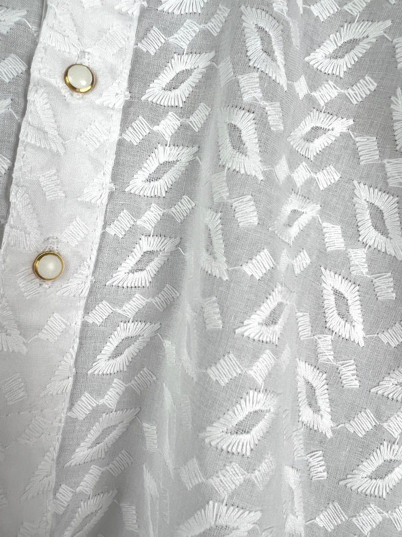 White Cotton Lucknowi Chikankari Kurta Pajama for Boys - Kaash Collection