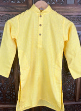 Boys Yellow Cotton Kurta Pajama for Set | Cotton Kurta | Boys Kurta Pajama | Boys Kurtas | Gift For Boys | Infant Kurtas - Kaash Collection