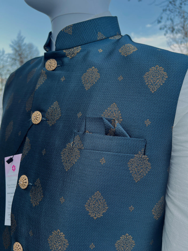 Slate Sliver Grey Color Modi Nehru Jacket For Men | Waist Coat | Jacket for Kurta | Gift For Him | Wedding Kurta | Party Wear Kurta Jackets - Kaash Collection