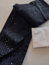 Sequin Chikhenkari Embroidery Kurta Pajama Set in Black | Designer Wedding Mens Wear | Wedding, Party Wear Kurta | Sequin Chikhenkari Kurta - Kaash Collection