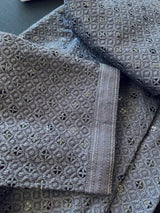 Sequin Chikhenkari Kurta Pajama Set in Dark Grey | Designer Wedding Mens Ethnic Wear | Wedding, Party Wear Kurta | Sequin Chikhenkari Kurta - Kaash Collection