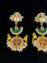 Party Wear Pair of Earrings | Birds Motifs | Light Weight | Gold Finish Earrings | Pearl Earrings | Danglers | Earrings with Pearls - Kaash Collection