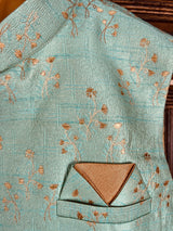Designer Sea Green Modi Nehru Jacket For Men | Waist Coat | Jacket for Kurta | Gift For Him | Wedding Kurta | Kaash Collection Copy - Kaash Collection