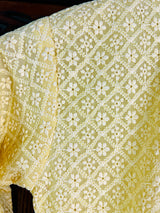 Yellow Color Kurta Pajama for Boys in Georgette material with Lucknowi Chikankari Work | Boys Kurta Pajama | Boys Kurtas | Kaash Collection - Kaash Collection