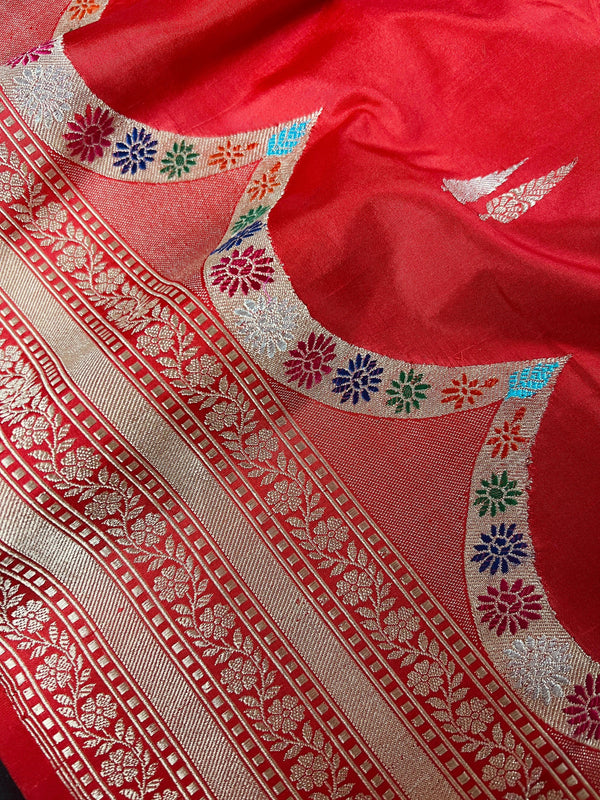 Dull Red Color Pure Banarasi Katan Silk saree with Meenakari | Kadhua Banarasi | Handloom Saree | Pure Silk Sarees | Silk Mark Certified - Kaash Collection