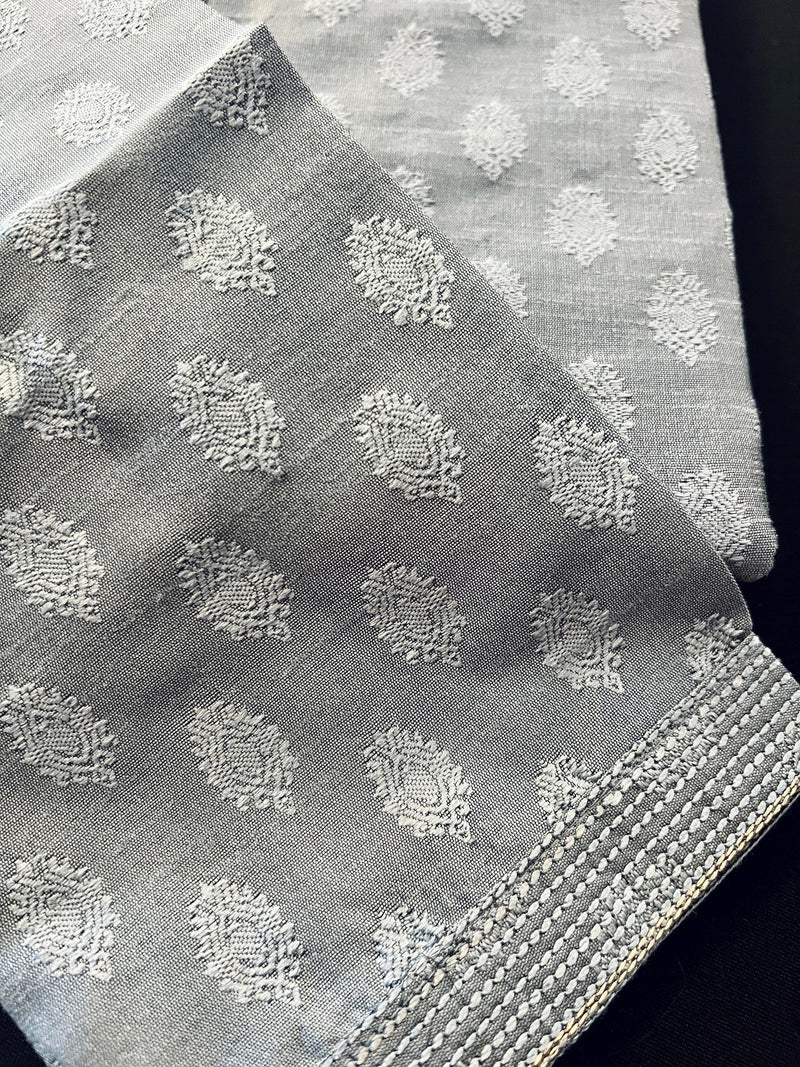 Light Grey Color Kurta with White Raw Silk Churidar Pajama | Kurta Pajama for Men | Indian Festival Men Kurta Pajama | Men Ethnic Wear - Kaash Collection
