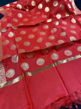 Red Banarasi Silk Chakra Designer Dupatta | Light Weight Dupatta  | Stole | Scarf | Benarasi Dupatta | Gift For Her | Kaash Collection - Kaash Collection