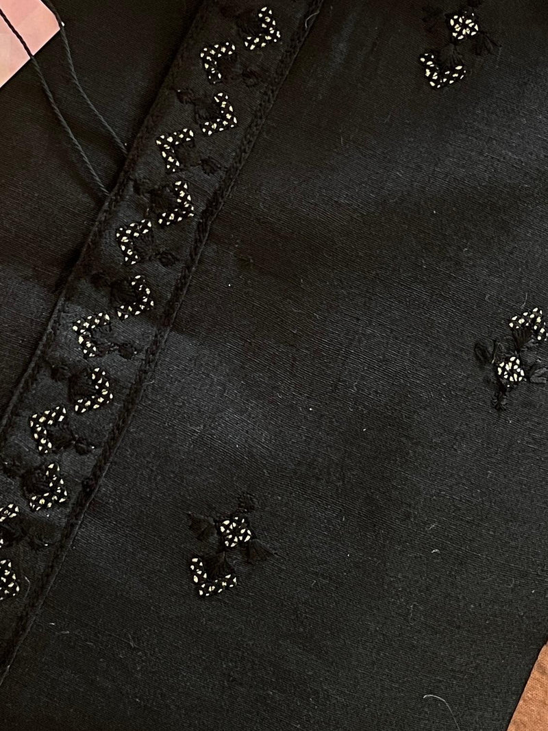 Black Premium Quality Raw Silk Kurta Pajama for Men with Hand Emberiodery and Sequin Work | Designer Kurta for Men | Sequence Kurta - Kaash Collection
