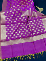 Purple Banarasi Silk Designer Weaved Dupatta | Light Weight Dupatta || Stole | Scarf | Benarasi Dupatta | Gift For Her | Kaash Collection - Kaash Collection