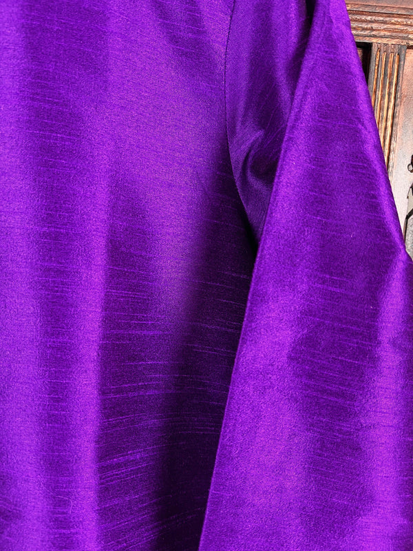 Purple Color Raw Silk Indian Men Short Kurta | Mens Ethnic Wear |  Indian Men Clothing | Kurta Only | Short Kurta | Kaash Collection - Kaash Collection