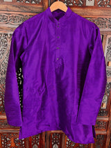 Purple Color Raw Silk Indian Men Short Kurta | Mens Ethnic Wear |  Indian Men Clothing | Kurta Only | Short Kurta | Kaash Collection - Kaash Collection