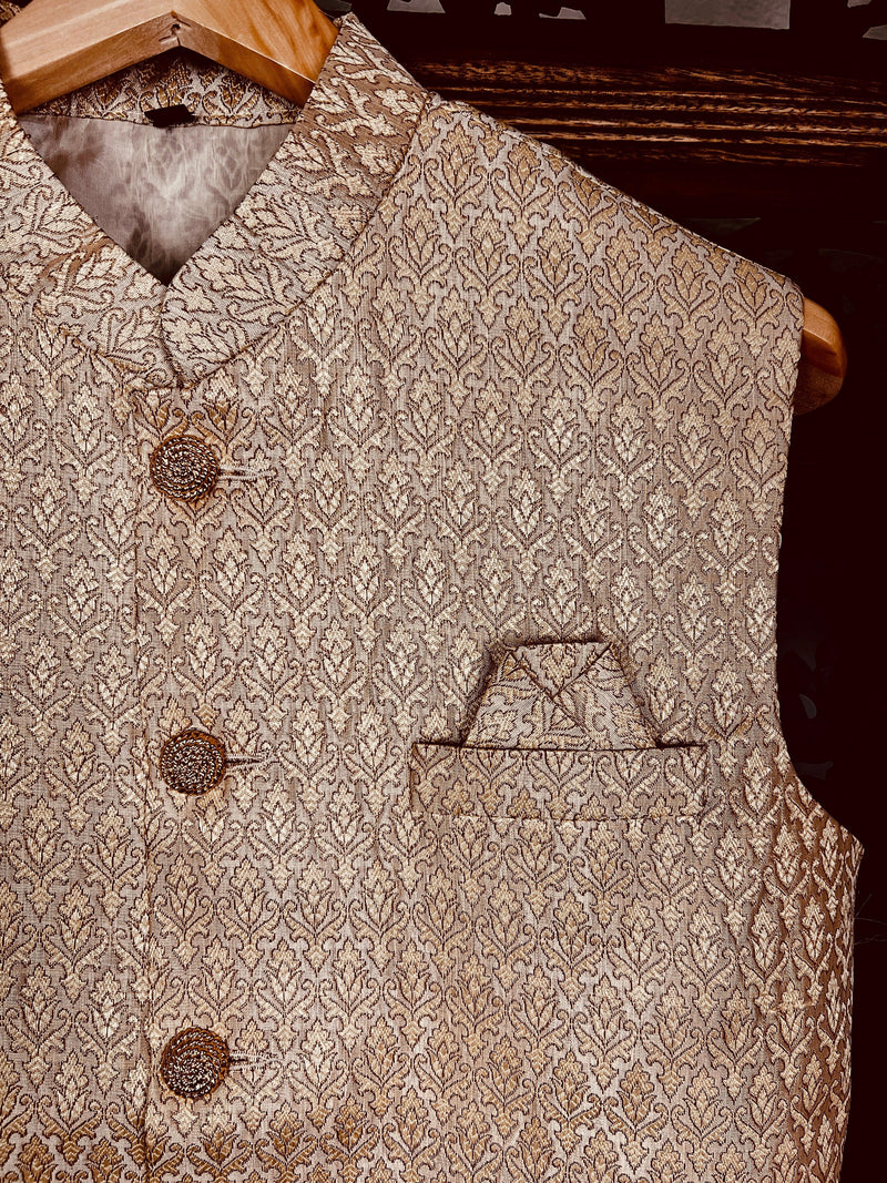 Gold color Modi Nehru Jacket For Men | Gold color Mens Jacket | Jacket for Kurta | Gift For Him | Wedding Kurta Jackets - Kaash Collection