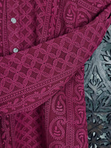 Wine Color Kurta Pajama 2pcs Set for Boys in Georgette material with Lucknowi Chikankari Work | Boys Kurta Pajama | Boys Kurtas | Kids Wear - Kaash Collection