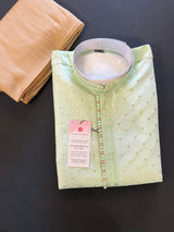 Designer Premium Pastel Green Color Men Kurta Pajama Set for Men in Soft Silk | Mens Ethnic Wear| Indian Men Clothing | Kurta for Men - Kaash