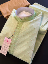 Designer Premium Pastel Green Color Men Kurta Pajama Set for Men in Soft Silk | Mens Ethnic Wear| Indian Men Clothing | Kurta for Men - Kaash