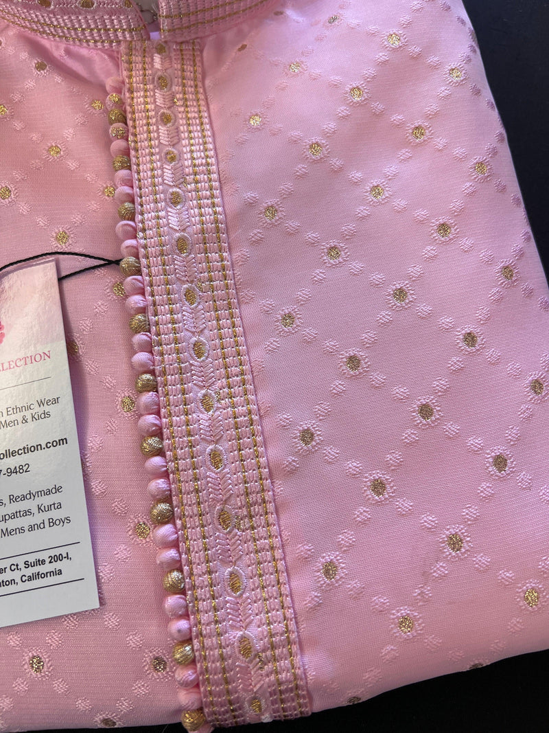 Designer Premium Ice-Cream Pink Color Men Kurta Pajama Set for Men in Soft Silk | Mens Ethnic Wear| Indian Men Clothing | Kurta for Men - Kaash