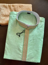 Green Cotton Silk Men Kurta Pajama Set | Mens Ethnic Wear | Kurta Pajama in USA | Indian Kurta | Kaash Collection - Kaash Collection