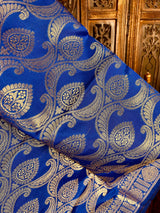 Royal Blue Banarasi Soft Silk Designer Dupatta with Muted Gold Zari  | Benarasi Dupatta | Gift For Her | Kaash Collection - Kaash Collection