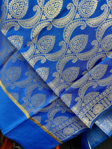 Royal Blue Banarasi Soft Silk Designer Dupatta with Muted Gold Zari  | Benarasi Dupatta | Gift For Her | Kaash Collection - Kaash Collection