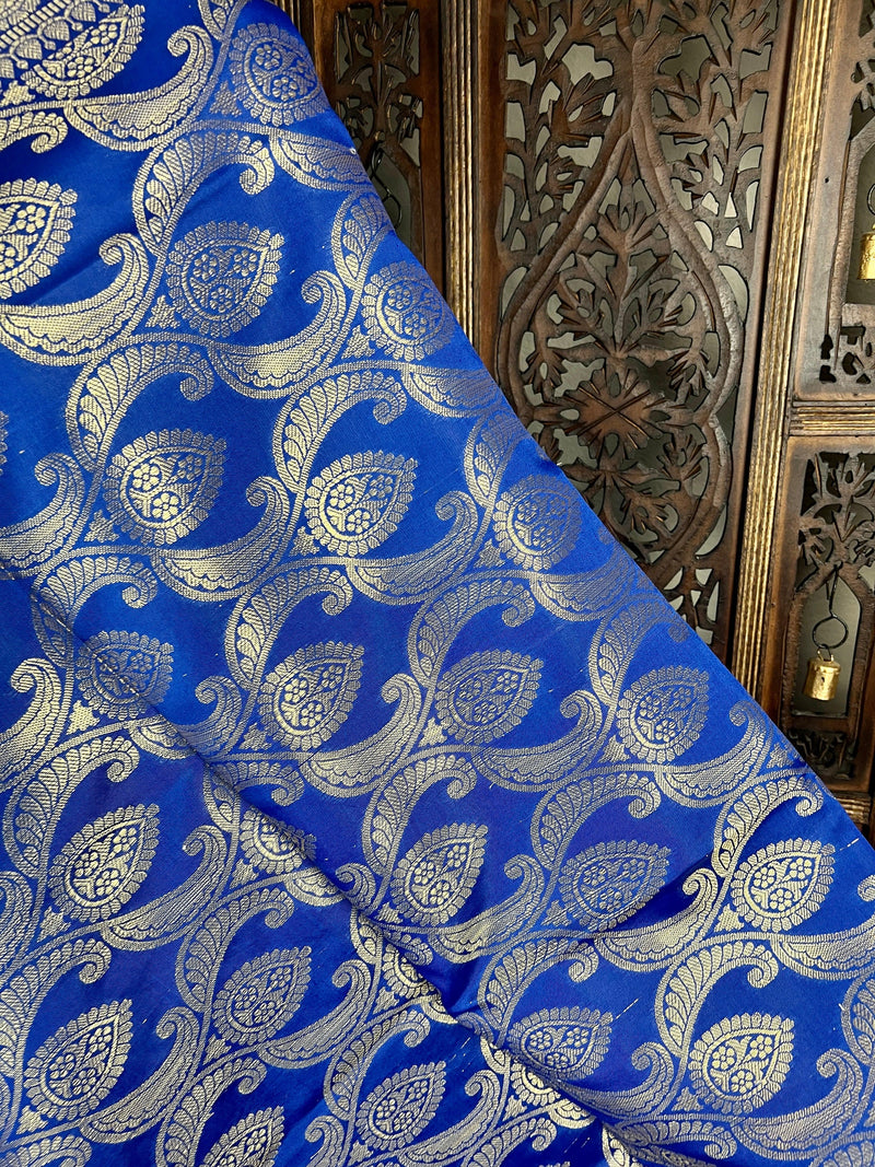 Royal Blue Banarasi Soft Silk Designer Dupatta with Muted Gold Zari  | Benarasi Dupatta | Gift For Her | Kaash Collection - Kaash Collection