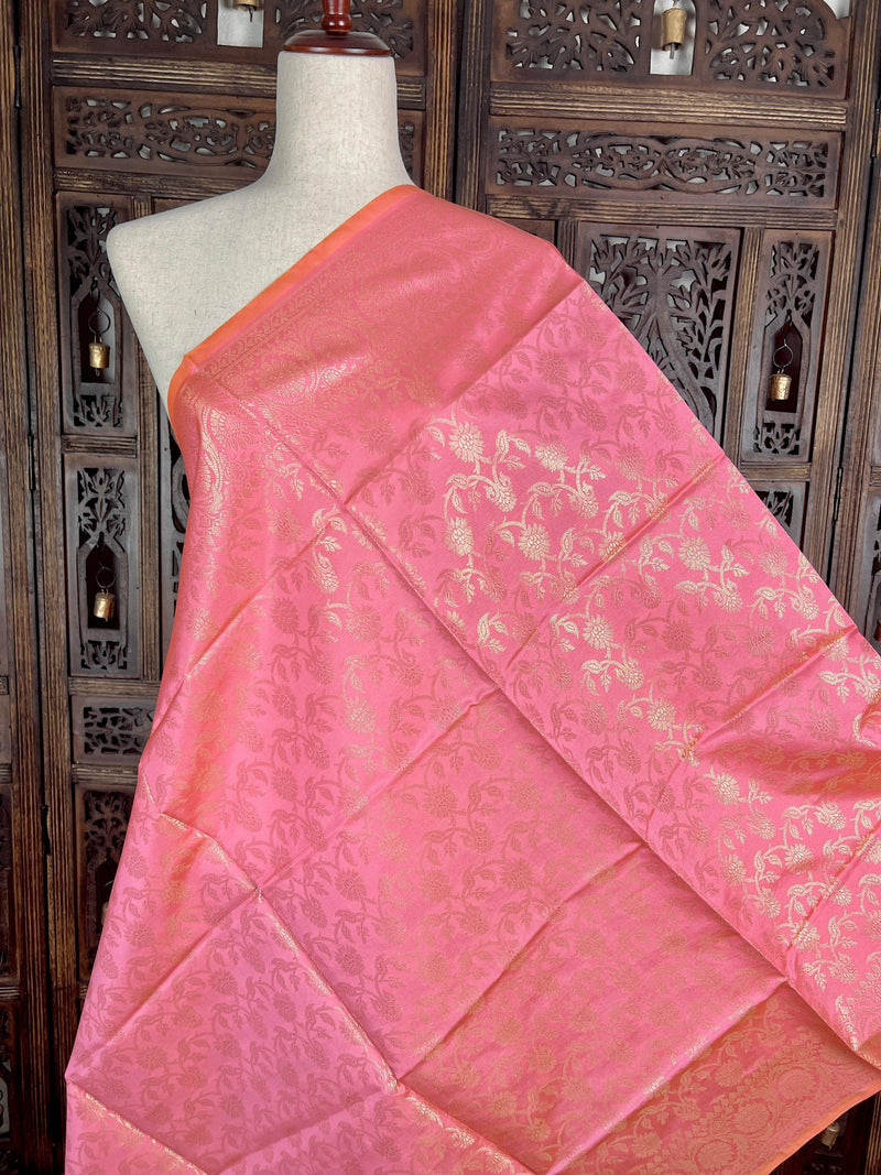 Baby Pink Floral Jaal Soft Silk Dupatta | Light Weight | Indian Dupatta | Stole | Scarf | Gift For Her | Dupattas for Gift | Indian Gifts - Kaash Collection