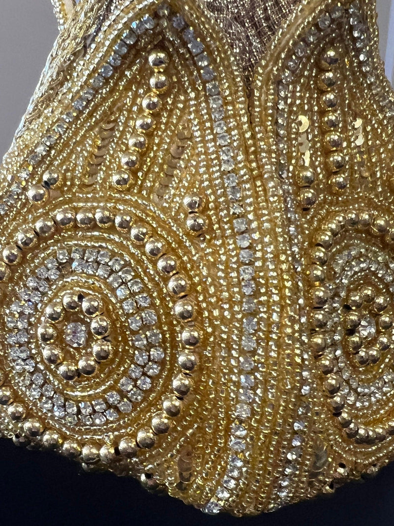 Gold Potli Bag | Gold Beaded Studded Sequin Clutch | Party Clutch Sling | Wedding Purse in Gold | Handmade, Embellished Lotus Potli - Kaash
