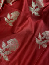 Deep Red, green and blue Banarasi Silk Saree Floral design with grand pallu | Zari Weave work | Kaash Collection - Kaash Collection