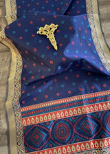 Blue Bandhani Zari weaved Dupatta - Kaash Collection