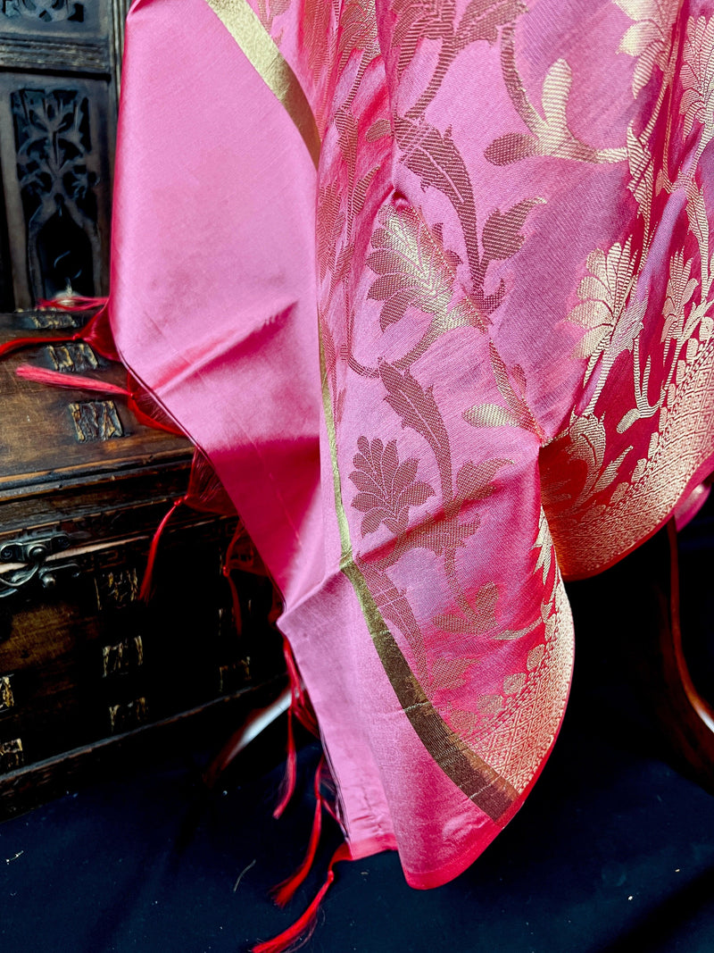 Rose Pink Silk Soft Silk Light Weight Dupatta | Indian Dupatta | Silk Dupatta | Stole | Scarf | Gift For Her| Kaash Collection - Kaash Collection