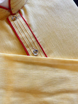 Yellow Premium Cotton Pant Style Kurta Pajama Set | Mens Ethnic Wear | Kaash Collection - Kaash Collection
