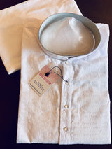 Pure White Pure Cotton Chikankari Lucknowi Men Kurta with White Pajama Set | Mens Ethnic Wear | Kaash Collection - Kaash Collection
