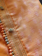 Pumpkin color Silk Men Kurta Pajama Set | Mens Ethnic Wear| Indian and Pakistani Mens Wear | Kaash Collection - Kaash Collection