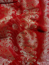 Red Color Linen Silk Handloom Saree with Meenakari Work | Linen Saree  | Handwoven Sarees | Gift for Her | Bengal Sarees | Kaash Collection - Kaash Collection