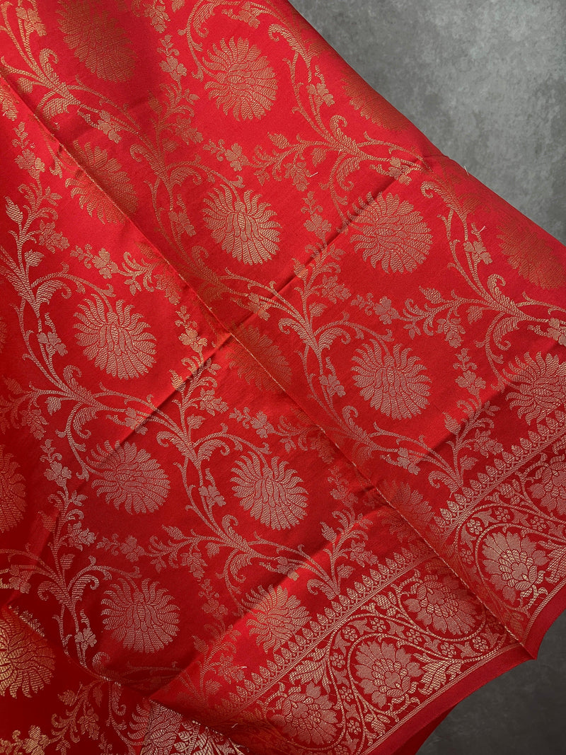 Red Banarasi Silk Floral Dupatta | Zari Weaved Dupatta | Floral Pattern Full Jaal | Dupatta | Scarf | Gift For Her | Kaash Collection - Kaash Collection
